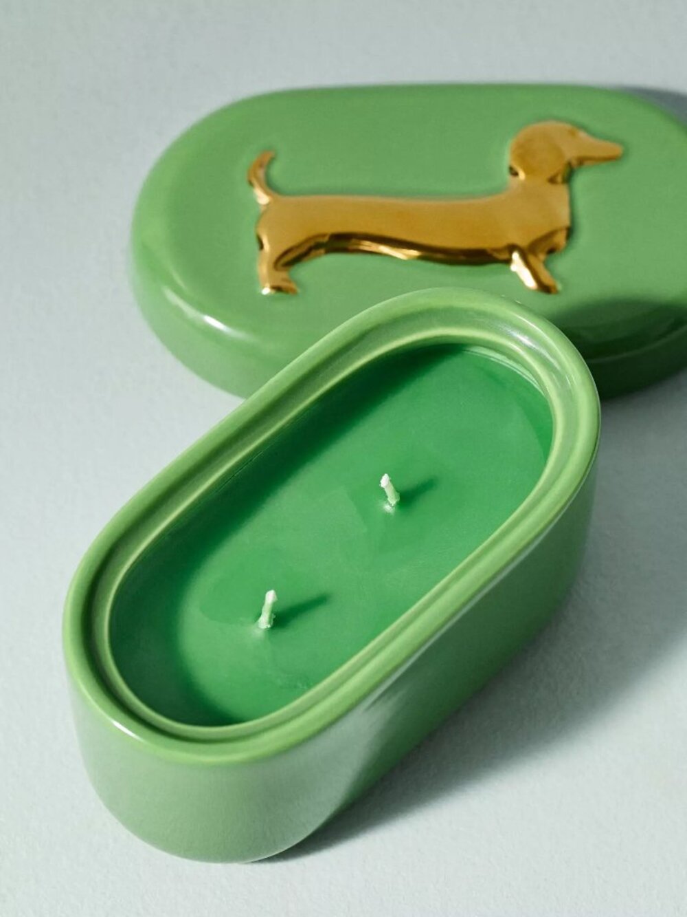 Lucie Dachshund Gourmand Pistachio Ceramic Candle